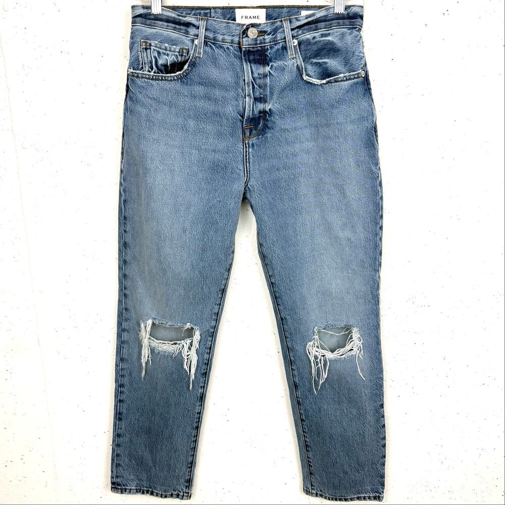 Frame Denim Le Original High Rise Straight Leg Jeans Button Fly Crop Size 27